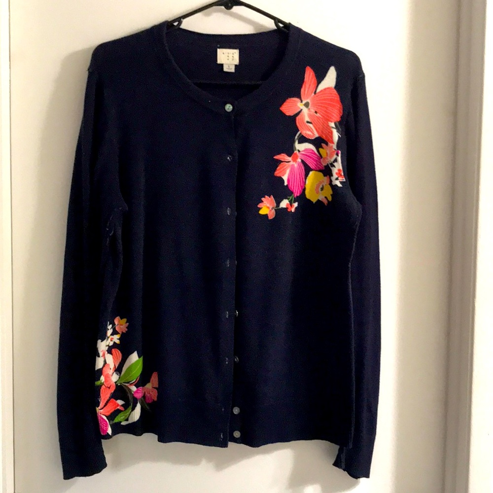 A New Day Target Brand Blue Floral Cardigan